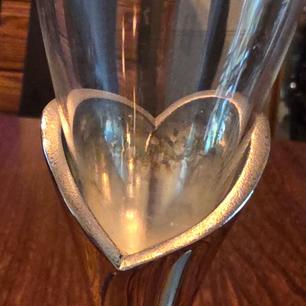 Lenox Silver Plated Rose Gold Wedding Flutes Bride & Groom Toast Engagement